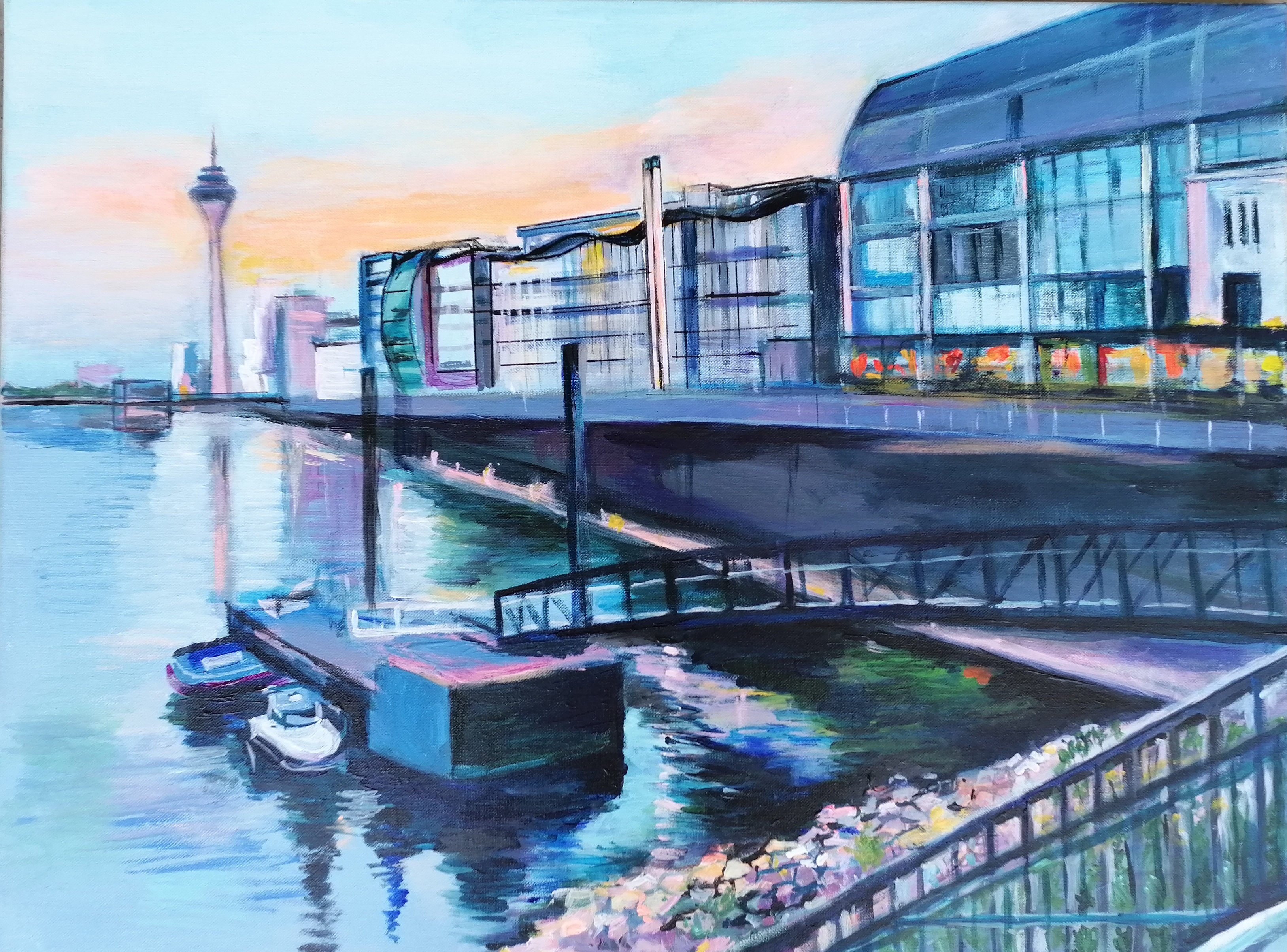 Anna Meerovitch - Düsseldorfer Hafen von der Wasserseite